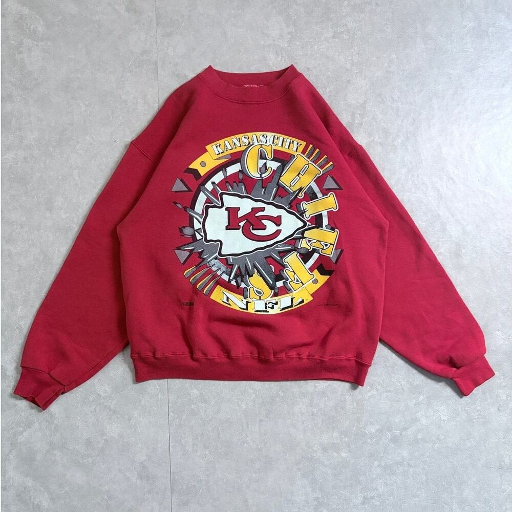 90s Vintage Kansas City Chiefs Vortex Red Crewneck -XL
